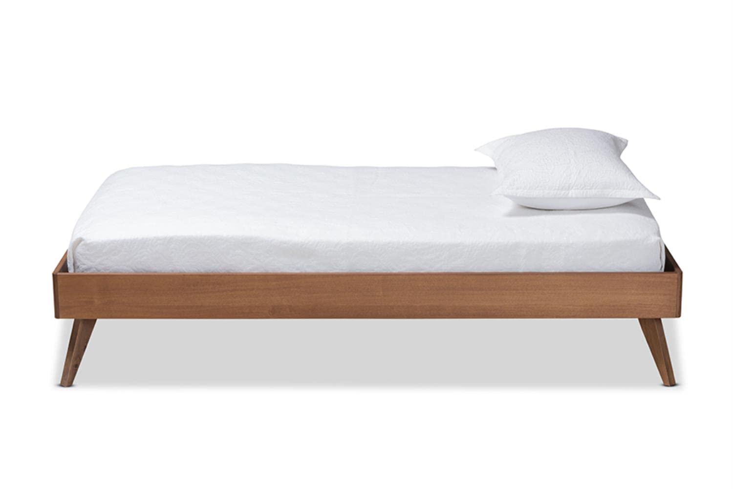 Baxton Studio Lissette Mid-Century Modern Ash Walnut Finished Wood Twin Size Platform Bed Frame